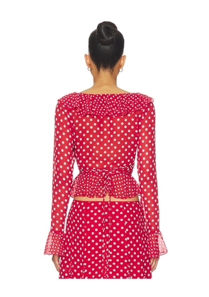GUIZIO Mallorca Ruffle Wrap Top in Red. Size XXS. Also in XS, L.