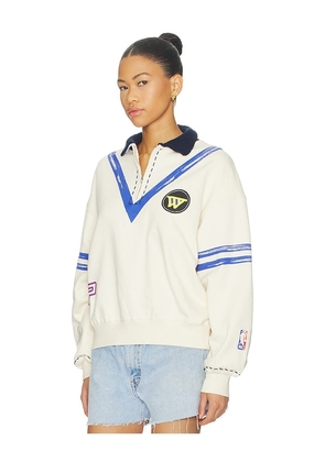 DANNIJOPRO The Letterman Pullover in Cream. Size XS. Also in S, M, L.