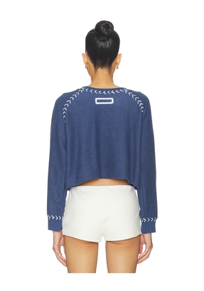 DANNIJOPRO The Courtside Crop Sweatshirt in Navy. Size XS. Also in S, M.