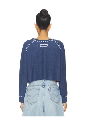 DANNIJOPRO The Courtside Crop Sweatshirt in Navy. Size XS. Also in S, M, L.