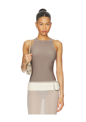 Commando Butter Crewneck Tank Bodysuit in Taupe. Size XS. Also in S, M, L, XL.