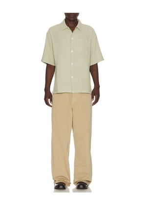 FRAME Open Weave Short Sleeve Shirt in Sage. Size S. Also in M.