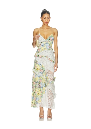 For Love & Lemons Rosalyn Maxi Dress in White,Green. Size XS. Also in S, M, L, XL.