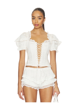 For Love & Lemons Isadora Top in Cream. Size XS. Also in S, M, L, XL.