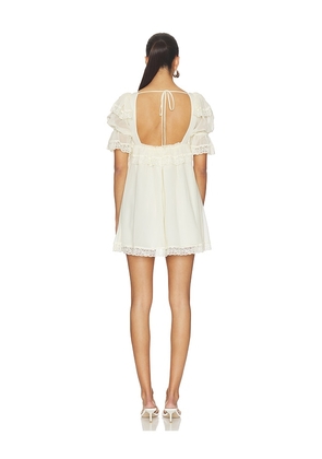 For Love & Lemons Juniper Puff Sleeve Mini Dress in Yellow. Size XS. Also in L, M, S, XL.