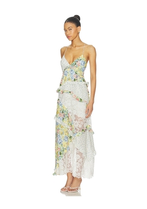 For Love & Lemons Rosalyn Maxi Dress in White,Green. Size XS. Also in S, XL.