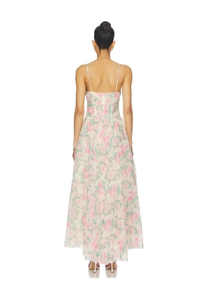 For Love & Lemons Satin Burnout Maxi Dress in Pink. Size XS. Also in M, S.
