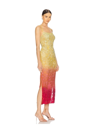 LA FUORI Golden Hour Maxi Dress in Lemon,Red. Size XS. Also in M.
