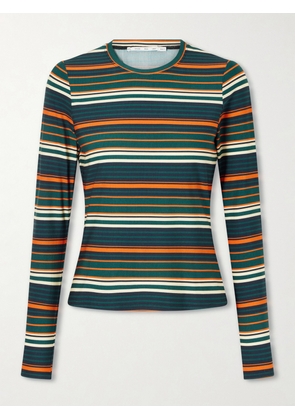 Proenza Schouler White Label - Mae Striped Stretch-jersey T-shirt - Green - xx small,x small,small,medium,large,x large