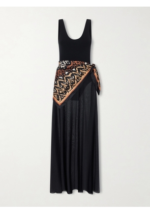 Zimmermann - Aster Scarf-detailed Organza Maxi Dress - Black - 00,0,1,2,3,4