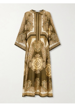 Zimmermann - Mahon Printed Silk-satin Midi Dress - Green - 00,0,1,2,3,4