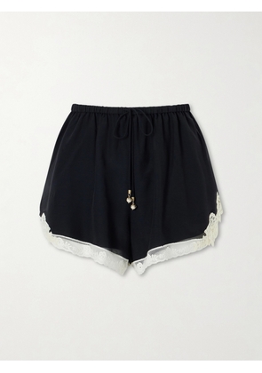 Zimmermann - Roselight Lace-trimmed Cotton And Silk-blend Shorts - Black - 00,0,1,2