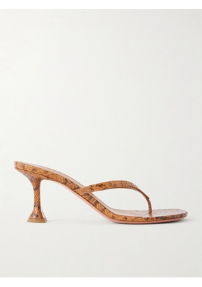 Amina Muaddi - Juliette 70 Snake-effect Leather Thong Sandals - Animal Print - IT36,IT36.5,IT37,IT37.5,IT38,IT38.5,IT39,IT39.5,IT40,IT40.5,IT41,IT41.5,IT42
