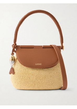 LOEWE - + Paula's Ibiza Pescador Medium Embellished Leather-trimmed Raffia Shoulder Bag - Neutrals - One size