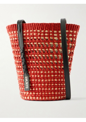 LOEWE - + Paula's Ibiza Braid Leather-trimmed Raffia Shoulder Bag - Red - One size