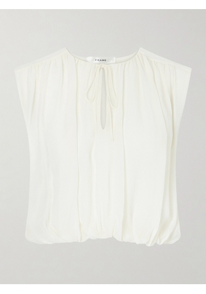 FRAME - Wave Cropped Silk Top - Neutrals - x small,small,medium,large,x large