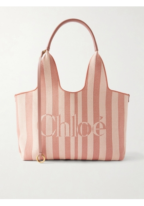 Chloé - Striped Leather-trimmed Canvas Shoulder Bag - Pink - One size