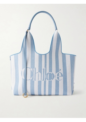Chloé - Striped Leather-trimmed Shoulder Bag - Blue - One size