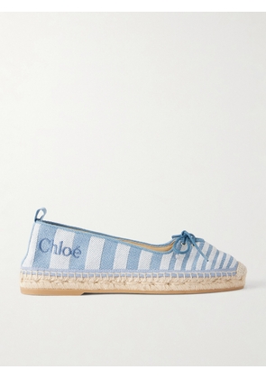 Chloé - Leather-trimmed Striped Canvas Espadrilles - Blue - IT35,IT36,IT37,IT38,IT39,IT40,IT41