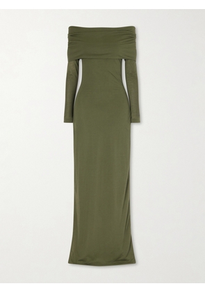 Balenciaga - Off-shoulder Cotton-blend Maxi Dress - Green - x small,small,medium