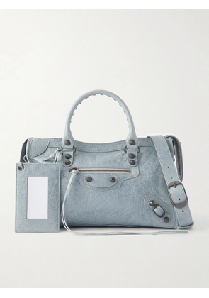 Balenciaga - Le City Small Embellished Crinkled-leather Tote - Blue - One size