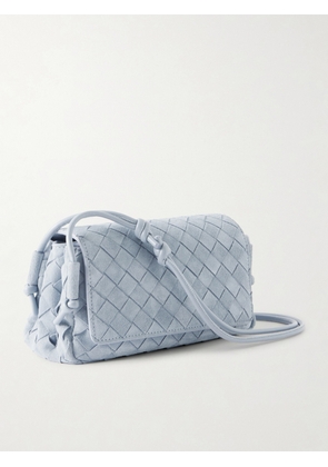 Bottega Veneta - Notturno Intrecciato Suede Shoulder Bag - Blue - One size