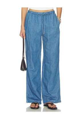 Madewell Pull On Tie Waist Pant in Blue. Size XXS. Also in XS, S, M, L, XL, XXL.