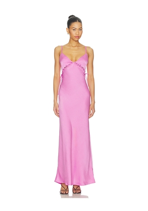 MINKPINK Chiara Lacing Detail Maxi Dress in Fuchsia. Size XS. Also in S, M, L, XL.