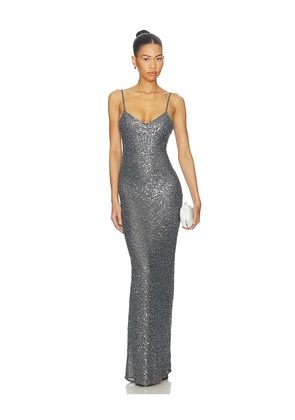 Lovers and Friends Kaye Gown in Metallic Silver. Size XS. Also in XXS, S, M, L, XL.