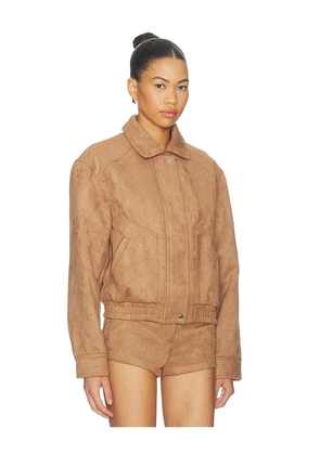 MORE TO COME Graysen Faux Suede Jacket in Tan. Size XXS. Also in XS, S, M, L, XL.