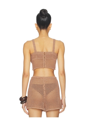 L'AGENCE Tracy Pointelle Knit Bralette in Brown. Size XXS. Also in XS, S, M, L.
