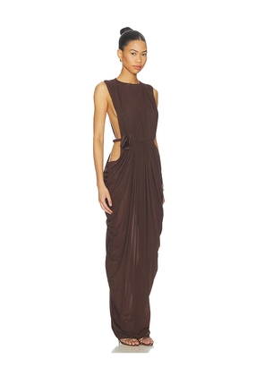 Maygel Coronel Baluarte Dress in Brown. Size XXS/XS. Also in S/M, M/L, XL/XXL.