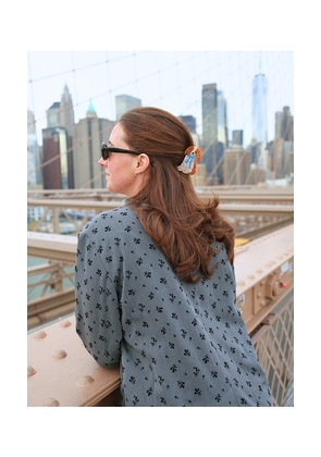 Solar Eclipse Hand-Painted King Charles Claw Hair Clip in Brown.