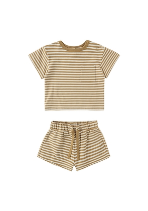QUINCY MAE Boxy Pocket Tee & Short Set in Yellow. Size 12-18M. Also in 18-24M, 2-3yr, 4-5yr.