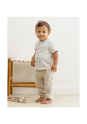 QUINCY MAE Jaxson Shirt in Blue. Size 12-18M. Also in 18-24M, 2-3yr, 4-5yr.