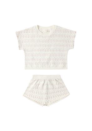QUINCY MAE Relaxed Summer Knit Set in Ivory. Size 12-18M. Also in 18-24M, 2-3yr, 4-5yr.