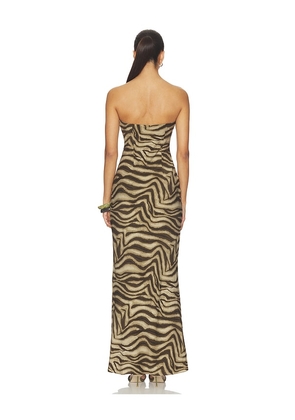 superdown Riya Strapless Maxi Dress in Brown. Size XXS. Also in L, M, S, XL, XS.