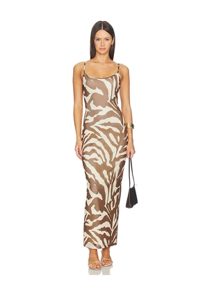 superdown Emmaline Maxi Dress in Brown,Cream. Size XXS. Also in XS, S, M, L, XL.
