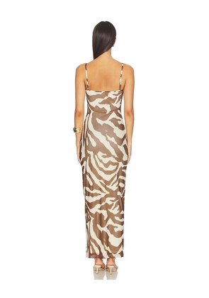 superdown Emmaline Maxi Dress in Brown,Cream. Size XXS. Also in L, M, S, XS.