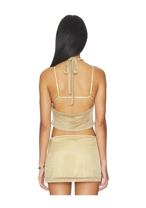 Tiger Mist Makena Two-piece Top 2.0 in Metallic Gold. Size S. Also in XS, M.