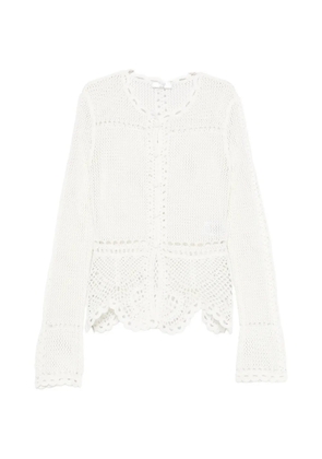 ERDEM crochet-knit peplum cardigan - White