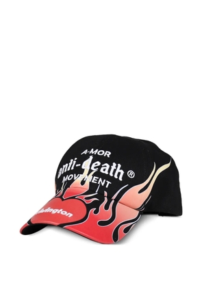 RRR123 flame-print embroidered cap - Black