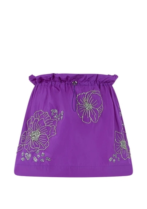 DES PHEMMES crystal-embellished ruffled skirt - Purple