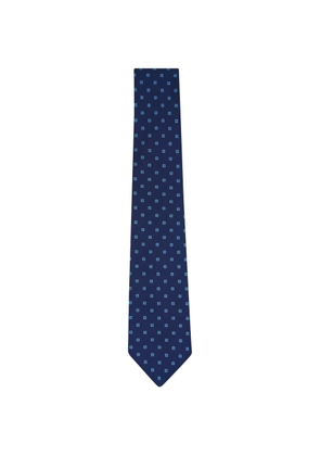 Kiton geometric-pattern silk tie - Blue