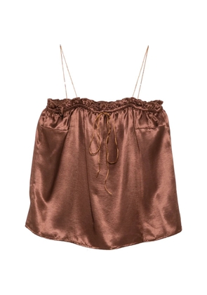 THE NINA STUDIO ruffled-trim spaghetti-strap top - Brown