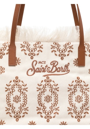 MC2 Saint Barth City embroidered fringe tote bag - Neutrals