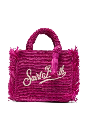 MC2 Saint Barth mini Vanity fringed logo-embroidered tote bag - Pink