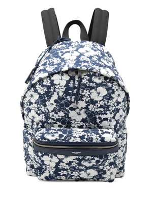 Saint Laurent Pre-Owned 2020 Canvas Hibiscus Flower City backpack - Blue