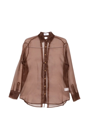 THE NINA STUDIO sheer tie-back shirt - Brown