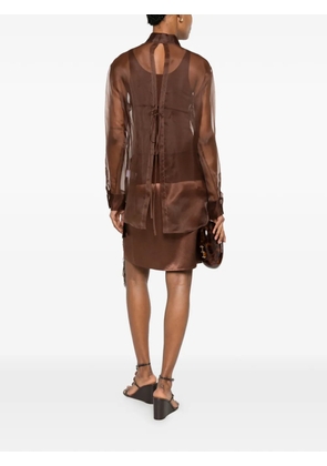 THE NINA STUDIO sheer tie-back shirt - Brown